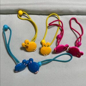 Cute Bunny Elastic Hair Ties - Yellow, Pink, Blue